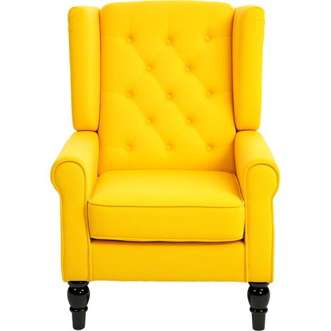 HOMCOM Poltrona Elegante in Stile Francese con Braccioli, Giallo