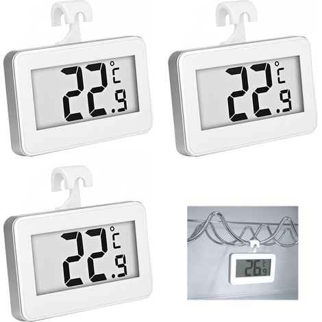 3 Pièces Thermomètre Numérique pour Réfrigérateur et Congélateur Digital LCD, Mini Thermometre Frigoavec Crochet et Affichage Facile à Lire, Idéal pour Cuisine Plage de Température 20°C à 50°C (1/5)