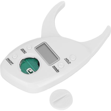 Pince à plis cutanés électronique avec ruban métrique, testeur de graisse corporelle blanc pour mesure précise de l'IMC et suivi fitness. (1/5)