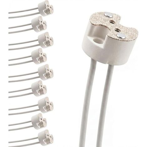 Lot de 10 Douilles GU5.3 MR16 en Céramique avec Câble 12V, Connecteur Base pour Spot LED Halogène G4 GU4 G6.35, Support Ampoule Haute Résistance (1/5)