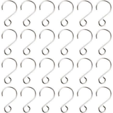 160 PCS Mini Crochet en Forme de S, Crochet En Acier Inoxydable 28mm Petit Crochet d’ornement Accessoires pour Bijoux DIY Cristal Perle Rideau Sapin De Noël (1/5)