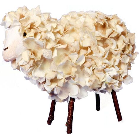 Figura de cordero de lana para Pascua con patas de madera, 10 cm - Color marrón (1/2)