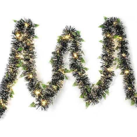 Couronne de Noël artificielle de 10 mètres avec lumières LED, 100 LED, 8 modes, lumière chaude.