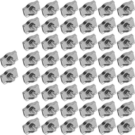 Simplex Wire Rope Clips Stainless Steel Cable Clamps Simple Grip Caliper Single Locking Device50Pcs M2