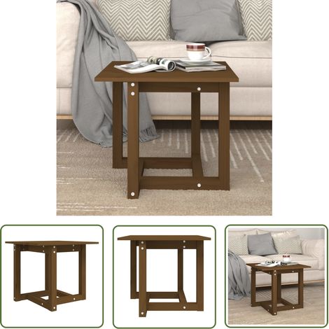 The Living Store Table basse Marron miel 50x50x45 cm Bois massif de pin - Table Basse - Meuble Salon - Table D'appoint - Table Ronde - Bois Massif