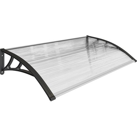 Auvent de porte d'entrée 110x60 cm transparent – Toit marquise extérieur polycarbonate et aluminium – Protection pluie soleil – Pour maison entrée terrasse – Design résistant aux intempéries (1/5)
