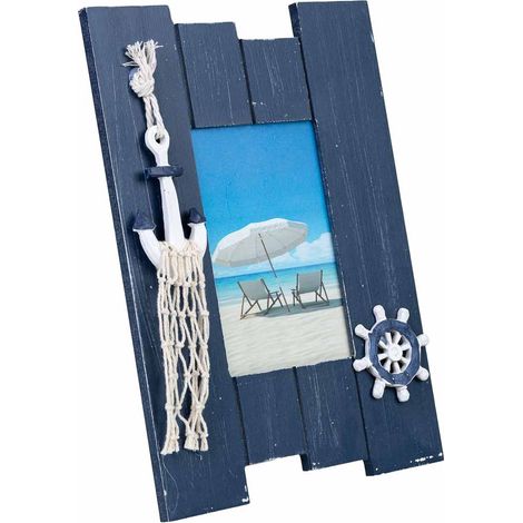 Porta fotos de madera azul 20x2x28h cm