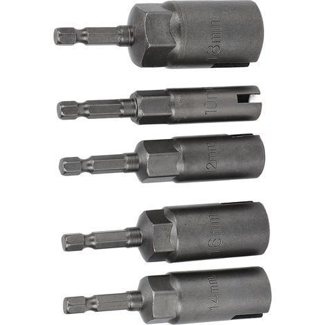 Jeu de 5 douilles tournevis à ailettes 1/4" hexagonal, embout cruciforme et fendu, manchon de vissage pour perceuse électrique et visseuse, accessoires de quincaillerie. (1/5)