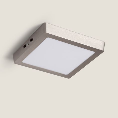 Plafón LED 18W Cuadrado Metal 225x225 mm Silver 3000K Blanco Cálido