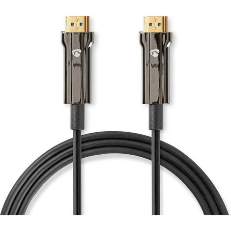 Cable ultra high speed hdmi optico activo con ethernet conector hdmi conector hdmi 8k60hz 48 gbps 300 m redondo pvc negro caja carton