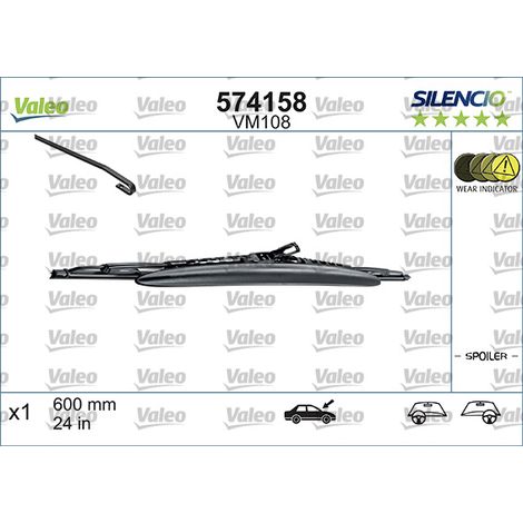 Balai d'essuie-glace Valeo 574158 BMW 1609361380 2889000QAJ 288902829R 642301 (1/4)