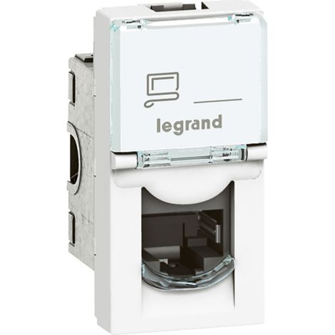 Prise RJ45 catégorie6 FTP Mosaic 1 module blanc antimicrobien (076582)