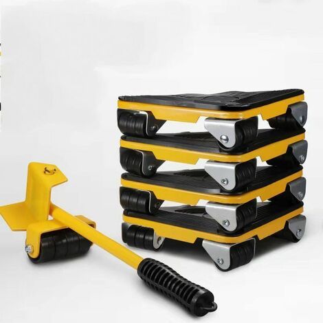 Kit De Place Meuble Lourd Sans Effort, Roulette Charge Lourde, Deplace Meuble Lourd, Avec 1 Tige De Levage Et 4 Roulettes De Déplacement Pour Soulever Et Déplacer Des Meubles Charge 225Kg (1/2)