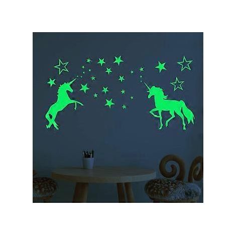 Sticker mural licorne aux couleurs vives, autocollant cheval coloré pour décoration murale (1/5)