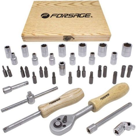 Douilles - Embouts - Ensemble 38 Pièces - Acier Chrome-Vanadium - Douilles 1/4" - Embouts 1/4" - 4 mm à 14 mm (1/5)