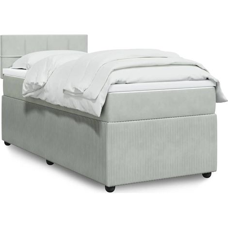 Boxspringbett mit Matratze Hellgrau 100x200 cm Samt