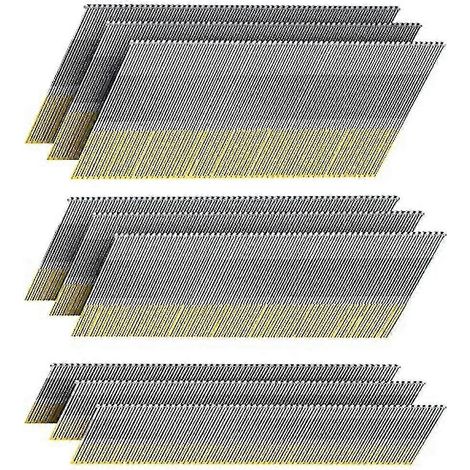 Clous de finition coudés de calibre 15, angle de 34 degrés, paquet de 900 (300 par calibre : 2-1/2 po, 2 po et 1-1/4 po), gallon (1/5)
