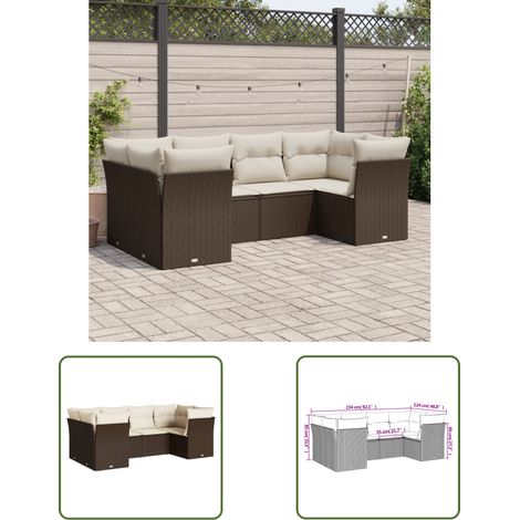 The Living Store 6-tlg. Garten-Sofagarnitur mit Kissen Braun Poly Rattan - Gartensortierungen - Gartenmöbelset - Lounge Möbel - Rattan Sofa - Gartenlounge