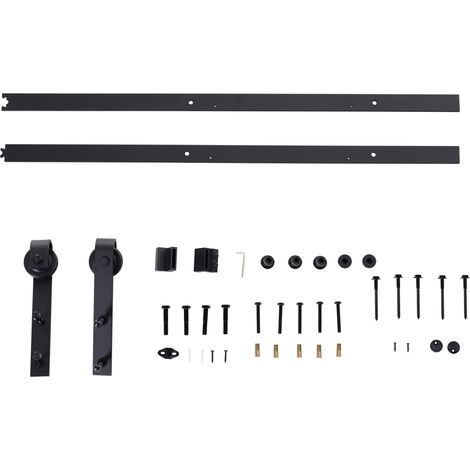 KIT BINARIO PER PORTE SCORREVOLI NERO. 200X4X0.6CM
