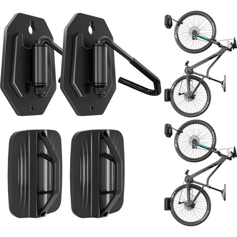 Support Vélo Réglable, Charge jusqu'à 30 kg, 2 Pièce Support Mural Vélo Gain de Place, Support Pivotant pour Garage, Crochet Robuste, Noir (1/5)