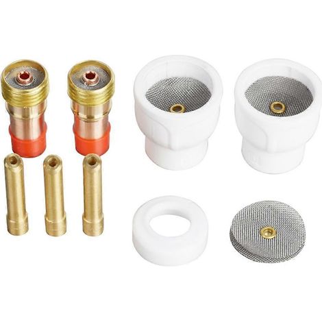 11 Soudage TIG 12 Buse en céramique blanche, kit de coupelle en alumine, torches pour pinces courtes 17, 18 et 26, corps de torche à gaz (1/5)