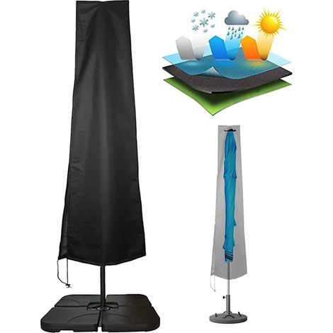 Housse de parapluie de jardin (190 x 30x 50 cm) pour grand parapluie de terrasse imperméable de 2m4 de diamètre, 420D Oxford pour parapluie de 9 à 11 pieds, H190 x 30/50 cm (1/5)