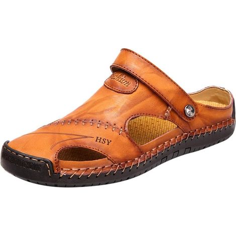 Sandalias de playa para hombre, zapatos casuales de cuero transpirable para verano, sandalias Born para hombre talla 11 (1/5)
