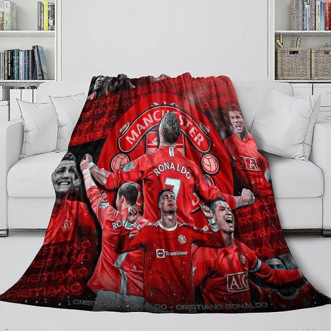 Couverture polaire inspirée du football - Plaid doux et chaud pour enfants, adolescents et adultes - Couverture polyvalente pour la décoration du canapé et du lit (1/4)