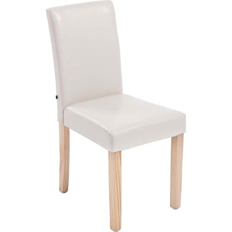 Silla de comedor x1 diseño moderno en PVC color crema y patas de madera clara 100002022 (1/5)