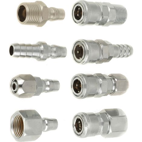 8-teiliges Set mit BSP 1/2"-Schnellkupplungssteckern für Druckluftschläuche (1/5)