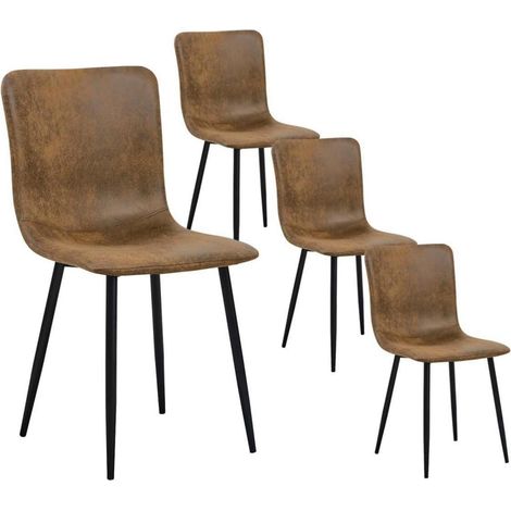 Esszimmerstühle 4er-Set Wildleder Metallbeinen Wohnzimmerstuhl Schwarz Braun (1/5)