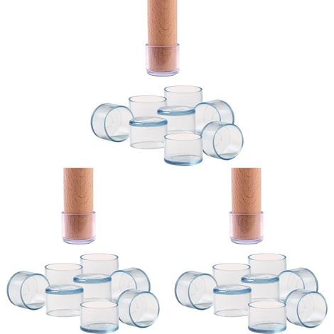 16 Patins Embouts En Silicone Pour Pieds De Chaise Et Table Anti-Rayures 25 Mm Transparent Intérieur Extérieur
