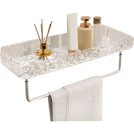 Etagere Salle De Bain - Acrylique Transparent - Sans Perçage - Fixation Murale Flottante - Pour Lavabo - 1 Pièce (1/5)