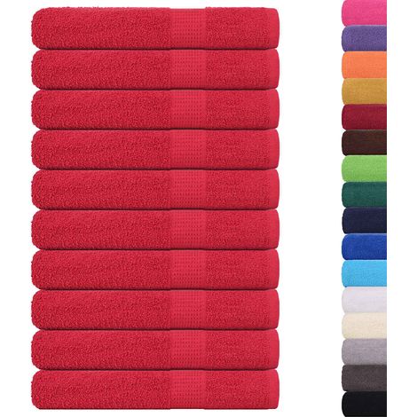Serviettes de sauna 10 pcs rouge 80x200 cm 360 g/m² 100% coton CFW487636 (1/5)