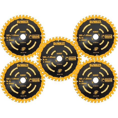 Dewalt DT10640 5 x Circular Saw Blade 165 x 20 x 40T Extreme Framing DCS391 (1/4)
