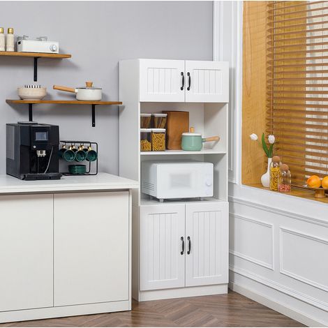 Armoire de cuisine 70x40x170 cm blanche en MDF avec étagères réglables et dispositif anti-basculement (1/4)