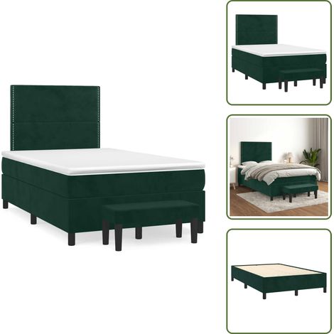 The Living Store Sommier à lattes de lit avec matelas vert foncé 120x190 cm - Matelas à ressorts ensachés (1/5)
