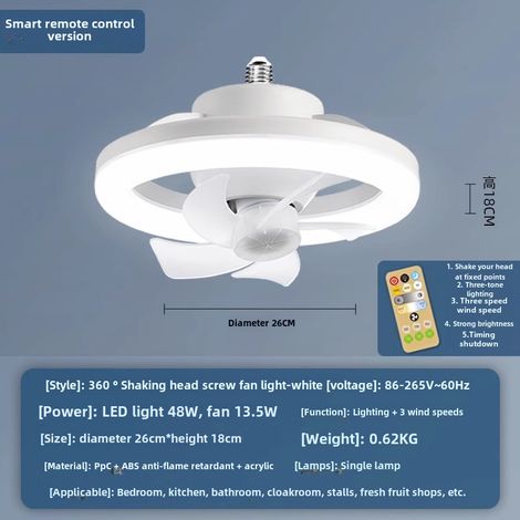 Ventilatore da soffitto moderno, semplice ed efficiente dal punto di vista energetico (48W - ampio telecomando con funzione di cambio colore)