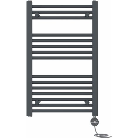 NRG Prefilled Thermostatic Electric Straight Heated Towel Rail Radiator 800 X 500mm Anthracite (1/5)