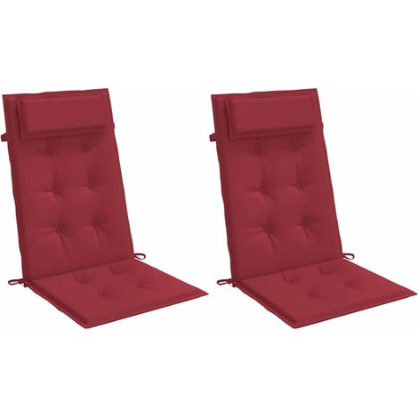 Cojines de silla con respaldo alto 2 uds tela Oxford rojo tinto vidaXL (1/4)