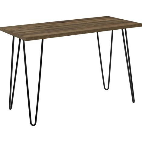 Owen-Bureau en noyer aspect marron avec pieds en métal noir (1/5)