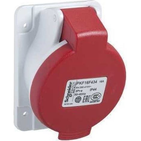 PratiKa socle de prise inclinée -16A -3P+N+T 380-415 V CA- IP44 à vis SCHNEIDER PKF16F435 (1/5)