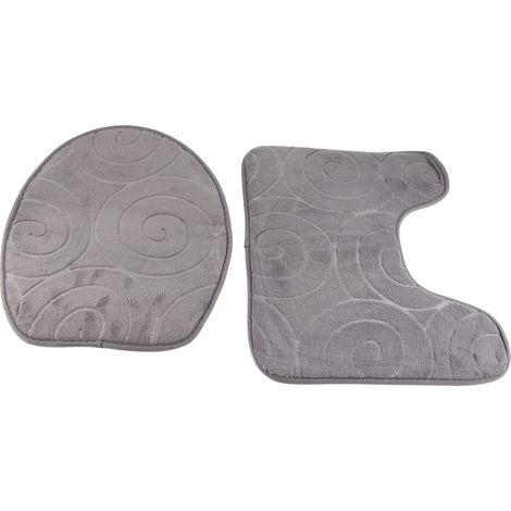 Soavoa Tapis de Bain 3 Pièces Gris Nuage Absorbant Antidérapant Douche WC Salle de Bains Confortable Durable (1/4)