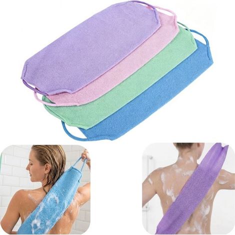 Gants de toilette exfoliants lot de 4 - bandes de lavage de dos 50 x 19,5 cm (1/5)
