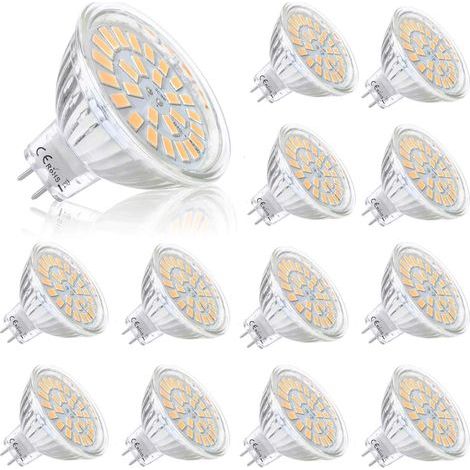 Ampoules LED MR16 12 V, 5 W, équivalent à 50 W halogène, blanc chaud 2800 K, projecteur, angle de faisceau 120°, lot de 12 (1/5)