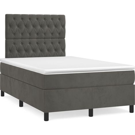 Maison Exclusive - Cama box spring con colchón terciopelo gris os (1/5)