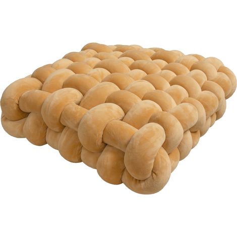 Coussin Nœud Carré - Décor Intérieur Main - 30 x 30 x 6 cm - Tissu Peluche - Pour Canapé Chaise Lit - 1 Pièce (1/5)
