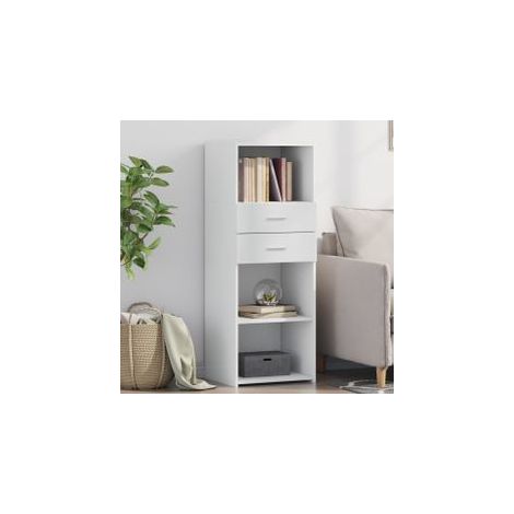 Buffet haut blanc 45x42,5x124 bois d'ingénierie (1/5)
