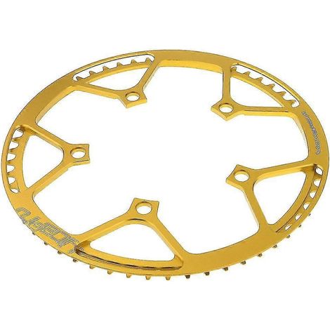 Plateaux 45, 47, 53, 56 et 58 dents, entraxe 130 mm, mono-vitesse, rouge (45 dents) et or (58 dents). (1/5)