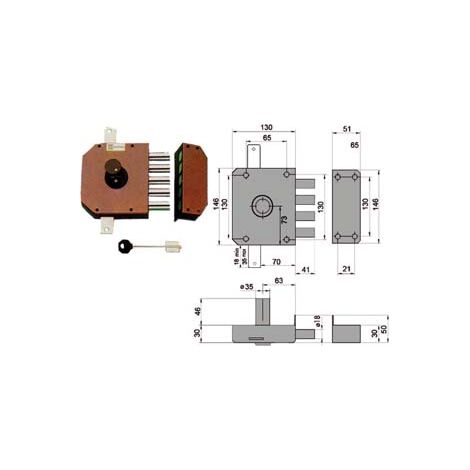 SERRATURA TRIPLICE DA APPLICARE SENZA SCROCCO DOPPIA MAPPA 20520  mm.60 DX (20520VDDMX)    MOTTURA